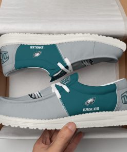 philadelphia eagles football hey dude canvas loafer shoes custom your name gifts for fans xxqpn