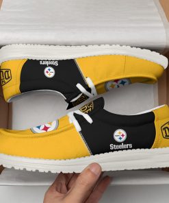 pittsburgh steelers football hey dude canvas loafer shoes custom your name gifts for fans o6sug